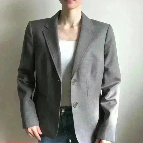 Kasper Grey Jacket Tailored Office Business Professional Blazer 12 Large - Picture 3 of 6